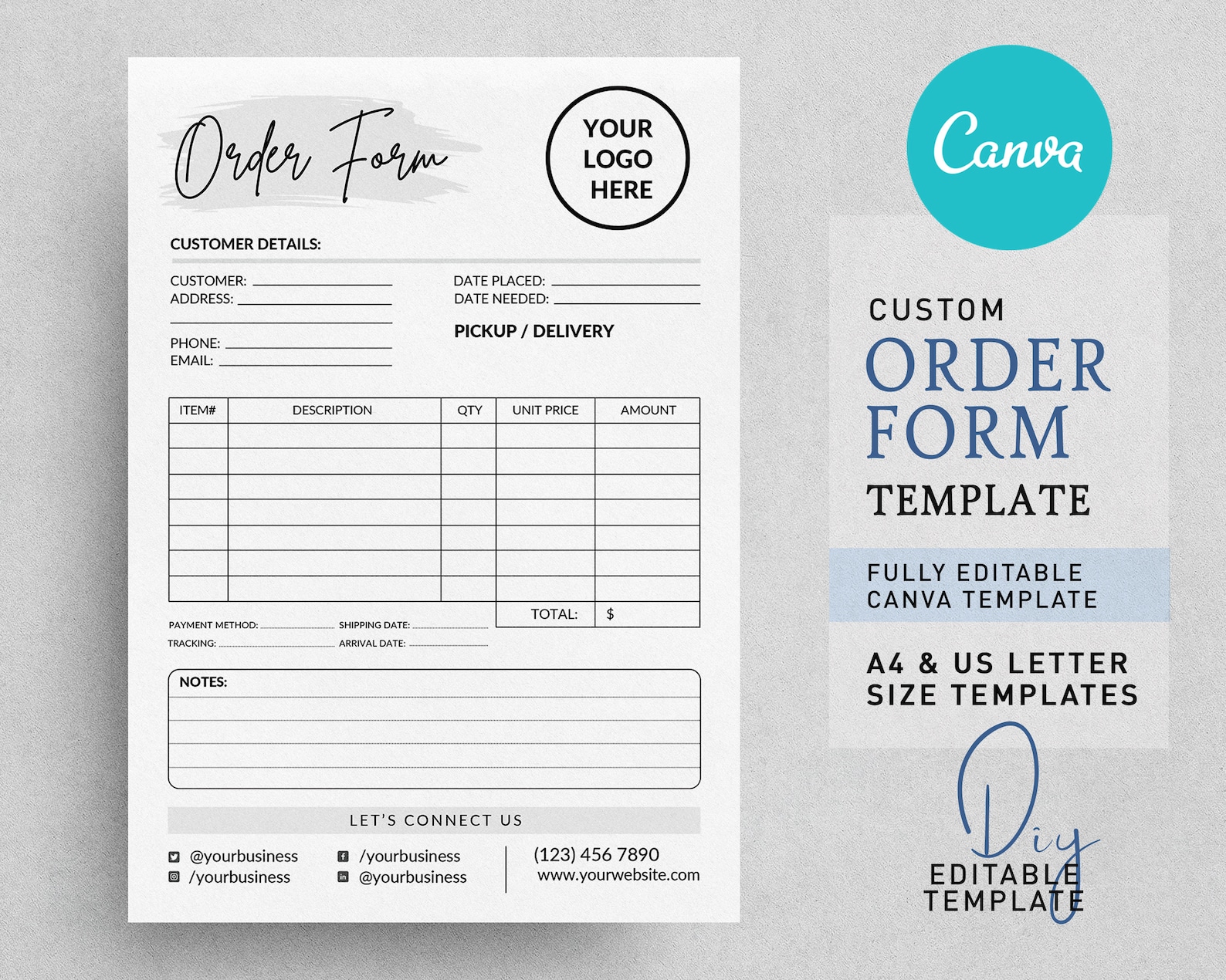 Custom Order Form Template Purchase Order Form Template Etsy