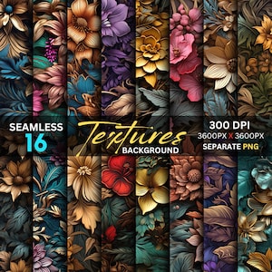 3D Floral Digital Paper, Seamless Floral Pattern, Junk Journal, Scrapbooking Papers, Printable Texture, Floral Background, Digital Paper PNG