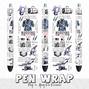 Watercolor Nursing Pen Wrap, Epoxy Glitter Pen Wrap, Medical Pen Wrap Design, Sublimation Pen Wrap, Nurse Lover Gift, Digital Vinyl Pen Wrap