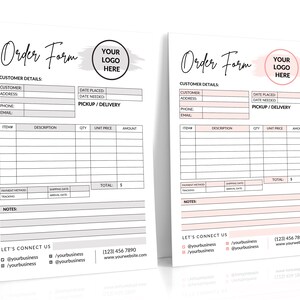 Order Form Template | Custom Order Sheet | Printable Invoice | Purchase ...