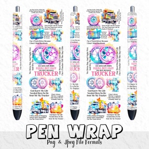 Trucker Pen Wrap: Glitter Sublimation Design (PNG, JPG)