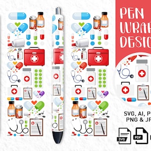 Apotheken-Pen-Wrap: Nahtloses medizinisches Design (Digitaler Download)