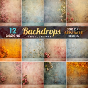 Floral Grunge Photography Backdrops: Maternity Studio Backgrounds (Digital Download)