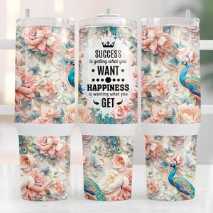 Watercolor Peacock Tumbler Wrap: 40oz Sublimation Design (PNG)