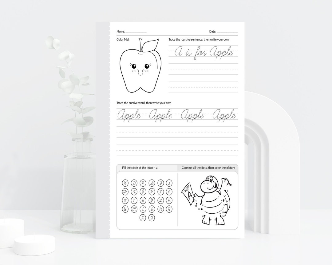 Printable Cursive Handwriting Workbook for Kids, Alphabet Writing ...