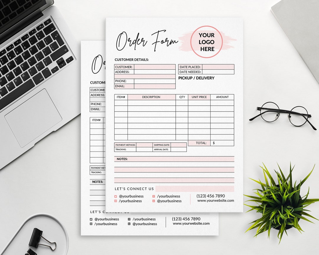 Order Form Template | Custom Order Sheet | Printable Invoice | Purchase ...