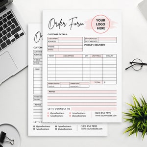 Printable Order Form Canva Template | Small Business Purchase Order Form | Editable Craft Order Form | Custom Minimalist Order Tracking Form