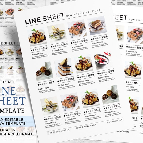 Line Sheet Template, Wholesale Catalogue, Line Sheet Canva, Wholesale Line Sheet, Sales Sheet, Price List Template, Line Sheet For Wholesale