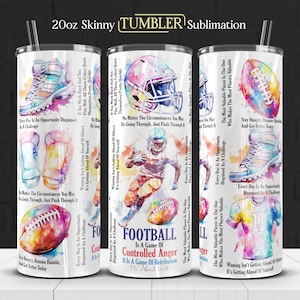 Football Tumbler Wrap PNG: 20oz Skinny Sublimation Design (Digital Download)