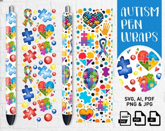 Penna adesiva per la consapevolezza dell'autismo: design puzzle (PNG, SVG, JPG)