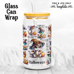 Dinosaur Glass Can Wrap | Libbey Glass Can Wrap | Frosted Glass Can | Halloween Coffee Glass Can | 16oz Leopard Print Dino Glass Tumbler PNG