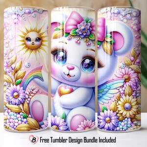 Teddy Bear Tumbler Wrap 20oz Skinny Tumbler Designs Sublimation Tumbler PNG Cute Bear Tumbler PNG Unique Tumbler Template Tumbler Wrap PNG