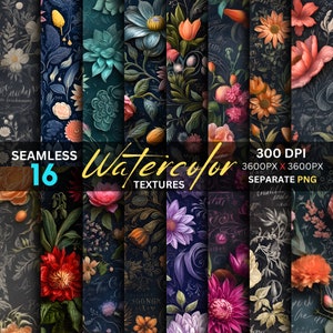 Chalkboard Floral Digital Paper | Vintage Floral Background | Printable Textures | Scrapbook Papers | Floral Pattern PNG | Digital Paper PNG