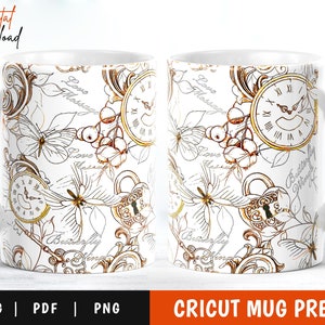 Butterfly Mug Wrap SVG: Floral Coffee Mug Template (Digital Download)