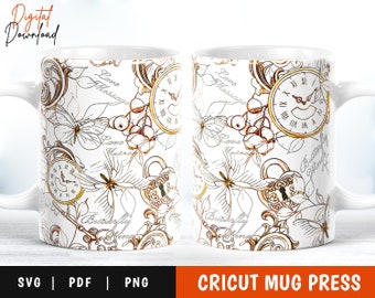 Butterfly Mug Wrap SVG: Floral Coffee Mug Template (Digital Download)
