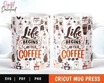Coffee Lover Mug Wrap Template, Infusible Ink SVG PNG (Digital Download)