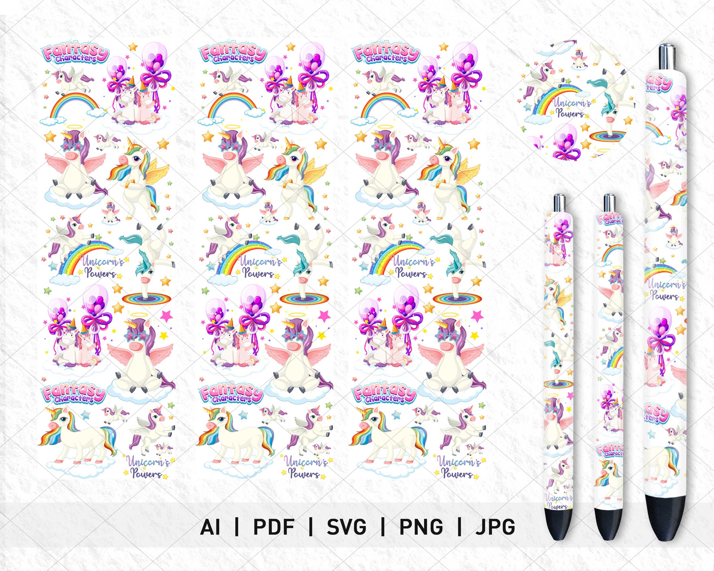 Plush Unicorn Pompom Pens Black Ink Stationary Magical Kawaii Babe