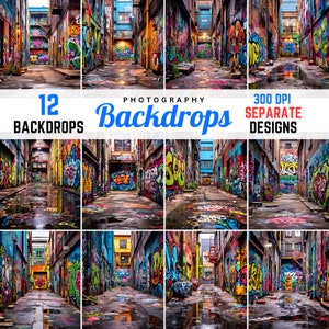 Graffiti Art Digital Backdrop, Digital Backdrops For Photography, Maternity Backdrop Photo Background, Studio Backdrop, Photography Bundle