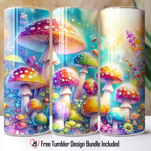 Mushroom Tumbler Wrap, 20oz Skinny Tumbler PNG Sublimation Tumbler Design Forest Mushroom Tumbler Cute Tumbler Wrap Modern Tumbler Templates