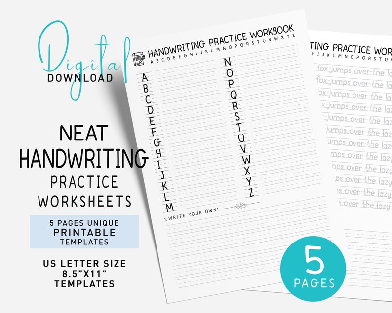 Neat Handwriting Practice Printable Handwriting Worksheets | Etsy