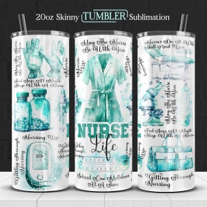 20oz Nursing Tumbler Design PNG, Sublimation Nurse Tumbler Wrap Template PNG, Nurse Tumbler Wrap Design, Watercolor Nurse Tumbler Wrap Gift