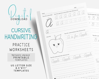 Cursive Handwriting Workbook: Practice Sheets, Letters, Words (PDF)