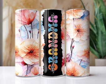 Envoltorio floral para vaso de abuela: Diseño delgado de vaso de 20 oz (PNG)