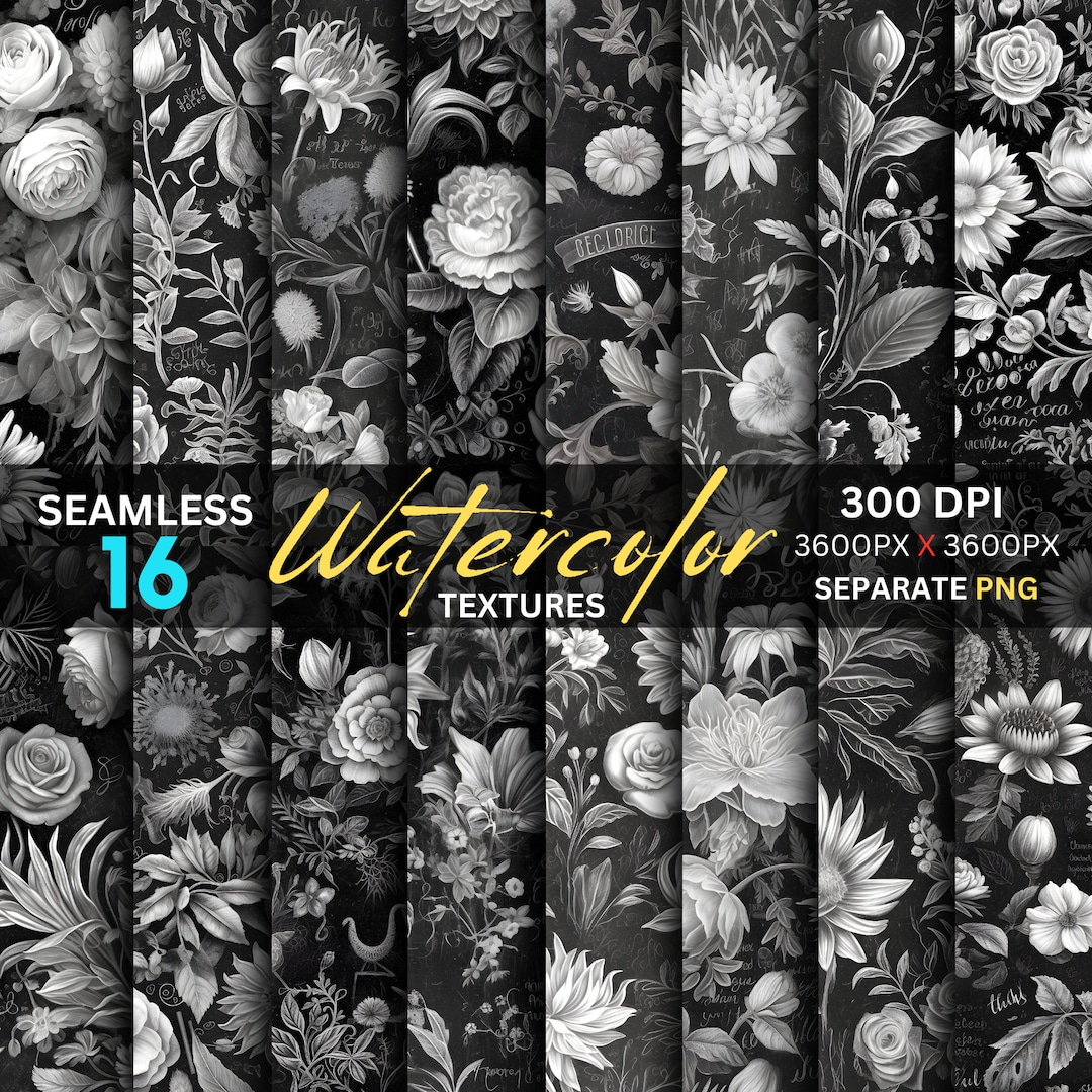 Chalkboard Floral Pattern Seamless Floral Texture PNG Etsy