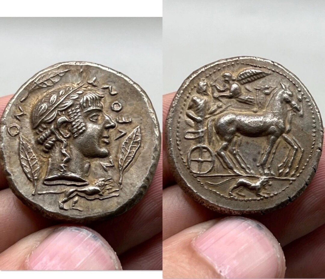 341-329 BC Ancient Greece Apollo Son of Zeus Coin - Silver