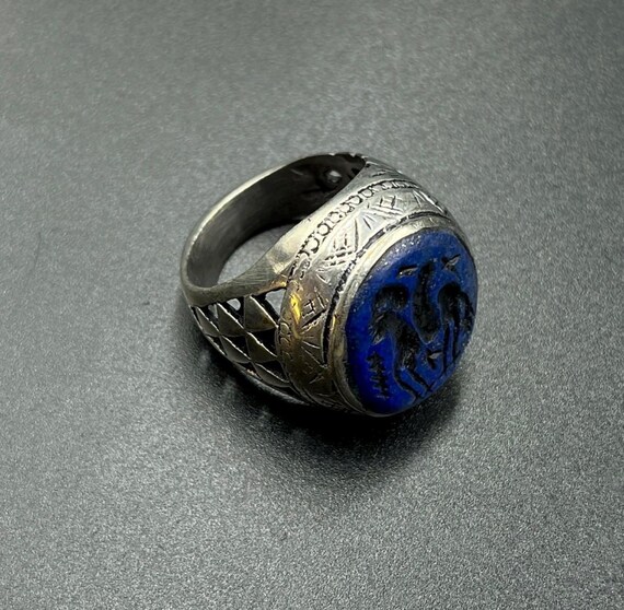 Unique solid Silver Wonderful Ring Ancient Lapis … - image 5