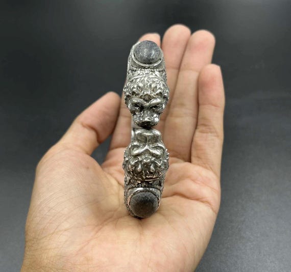 Lovely Roman solid silver tiger  bangle with Agat… - image 3