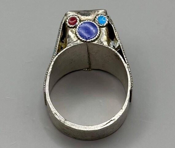 Vintage Original ruby stone old solid silver Stun… - image 4