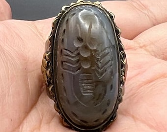 Roman Einzigartige Antike aut Intaglio König Stein Massiv Silber Alte Ringhow