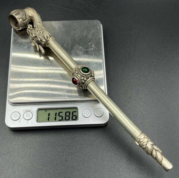 beautiful antique solid silver smoking cigarettes… - image 6