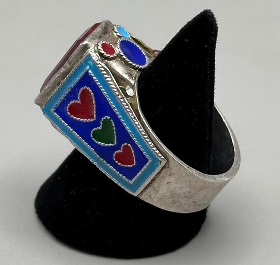 Vintage Original ruby stone old solid silver Stun… - image 2