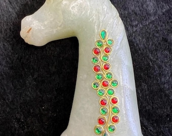 Islamische Antike alte Antike König Shah Jahn grüne Jade Schwert Griff mit Pferd