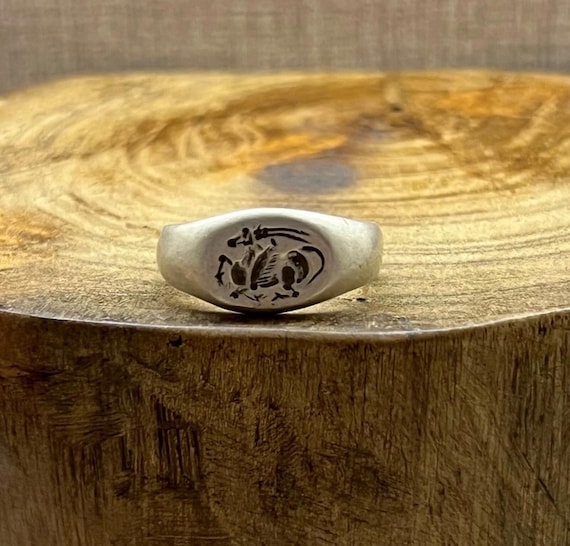 Unique Ancient Roman rare solid silver ring with … - image 3