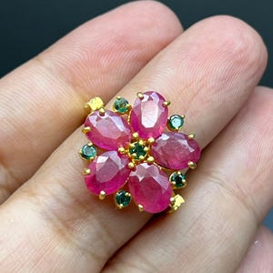 A Superb burma Ruby stone unique Diamond 22K Gold vermeil sterling silver Ring