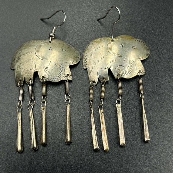 Unique solid silver Vintage Elephant Earrings - image 3