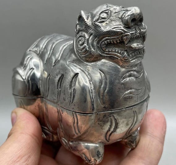 Wonderful Ancient Near Easter solid Silver tiger … - image 3