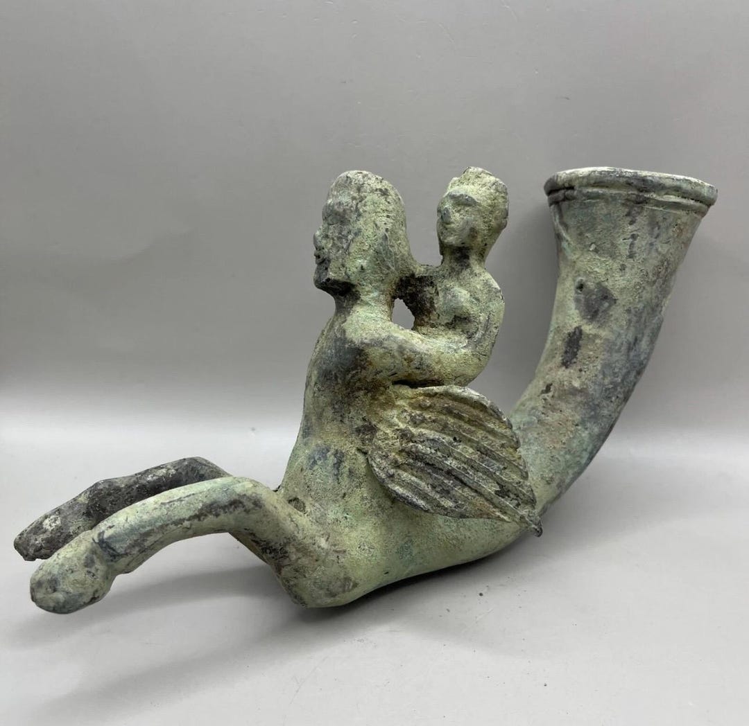 Ancient Greek Mythical Creature Bronze Rhyton With Figure on Top - Etsy