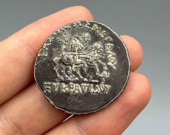 No.114 アンティーク 銀貨 バクトリア エウクラティデス テトラドラクマ 古代バクトリア バクトリア・エウクラティデス 純銀製 ユニーク テトラ