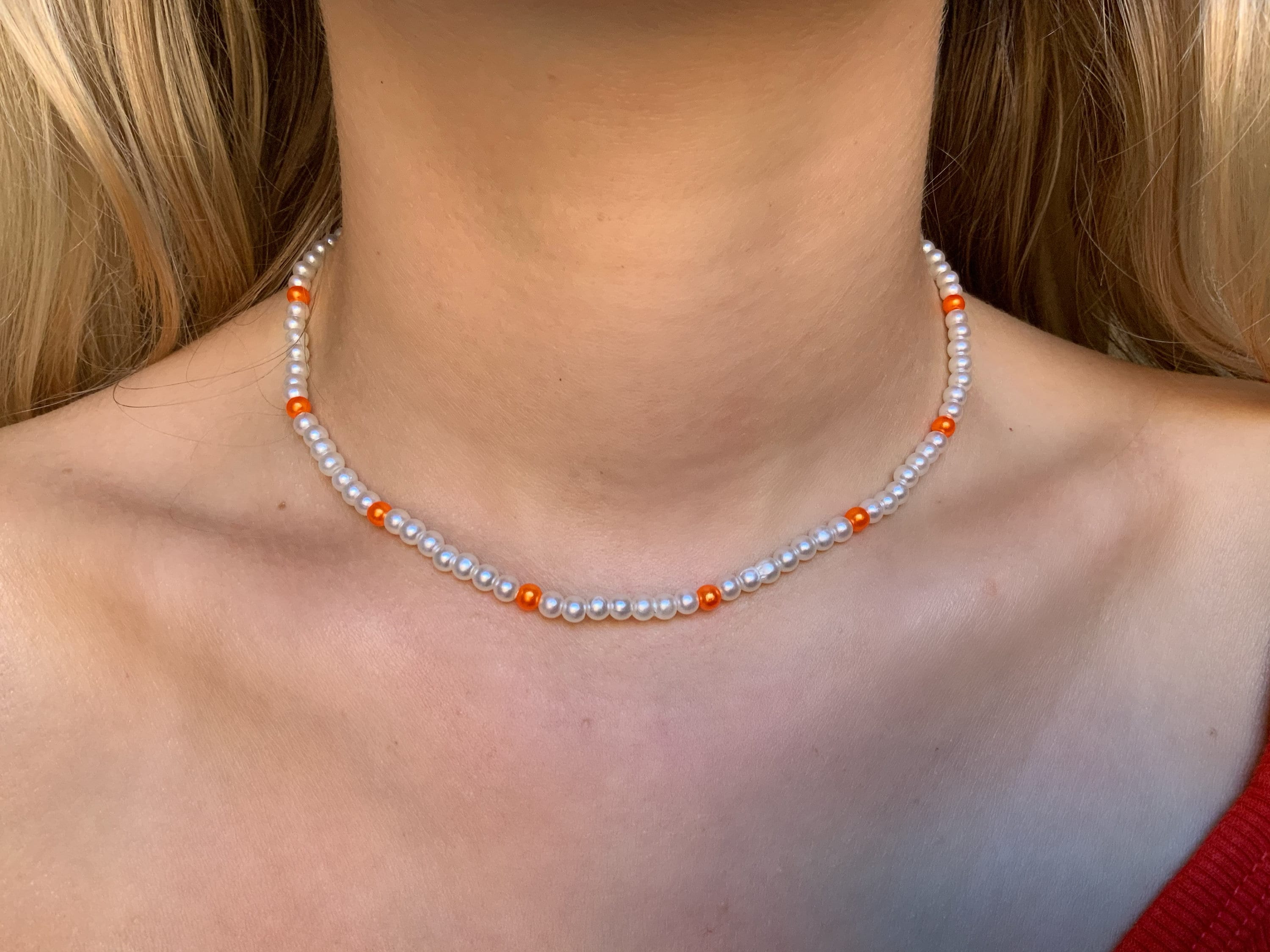 Handmade beaded Pearl necklace Etsy