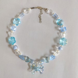 Y2K Blue Beaded necklace | Mariposa necklace | Fairycore, Cottagecore | handmade jewlery | Gifts for her