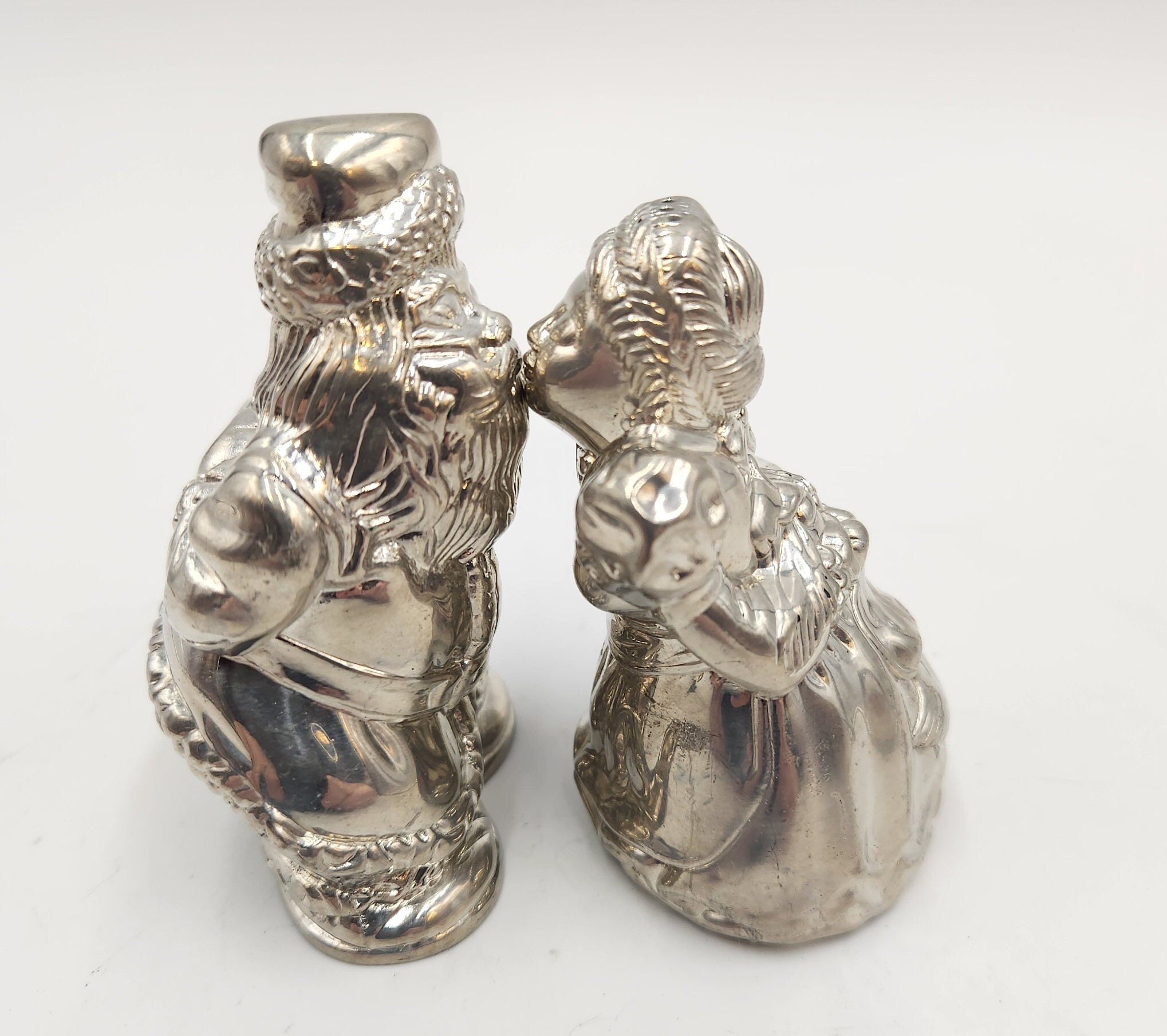 Vintage Lenox Kissing Santa and Mrs. Claus - Christmas Salt & Pepper Shaker Figurines -  Kirk Steiff Collection