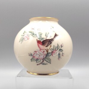 Vintage Lenox - Serenade Globe Vase Small - Hand Painted with birds and floral design- decorated with 24K Gold