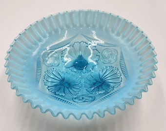 アンティーク ノースウッド ブルー オパール ガラス ビーズ ドレープ