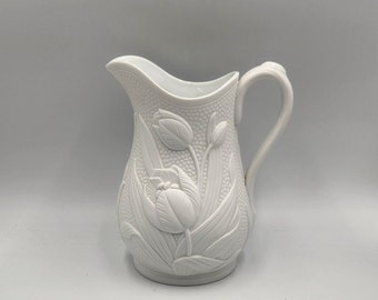 Tiffany & Co - Tulip Relief Bisque Pitcher - White Porcelain - Marked
