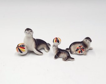Vintage Miniature Bone China Circus Seals - Made in Japan