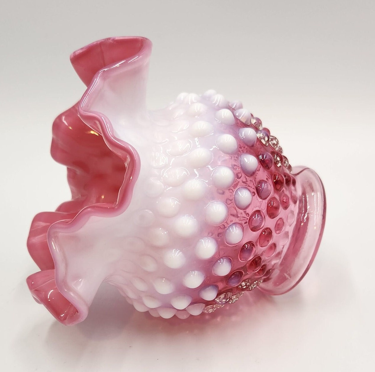 ヴィンテージ フェントン クランベリー ガラス ボウル/花瓶